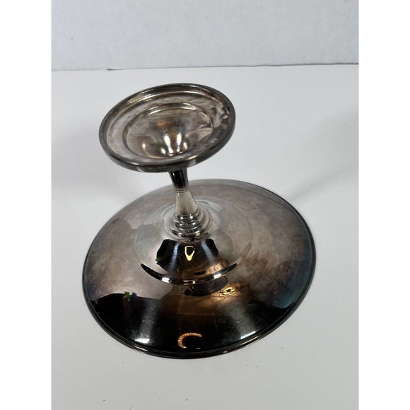 ONEIDA SILVERSMITHS COMPOTE Candy Dish Mid Century Green Liner MCM - Picture 3 of 5